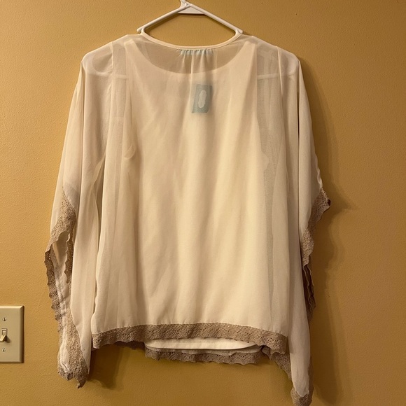 Maurice Women's Size Small Flowy Cream Lace Blouse - Picture 5 of 8